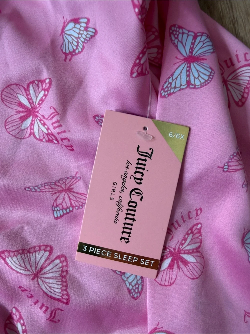NWT Juicy Couture Girls' Pink Butterfly Pajama Set size 6/6X